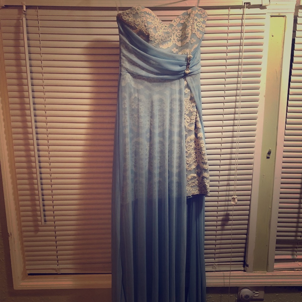 Blue short/ long lace dress